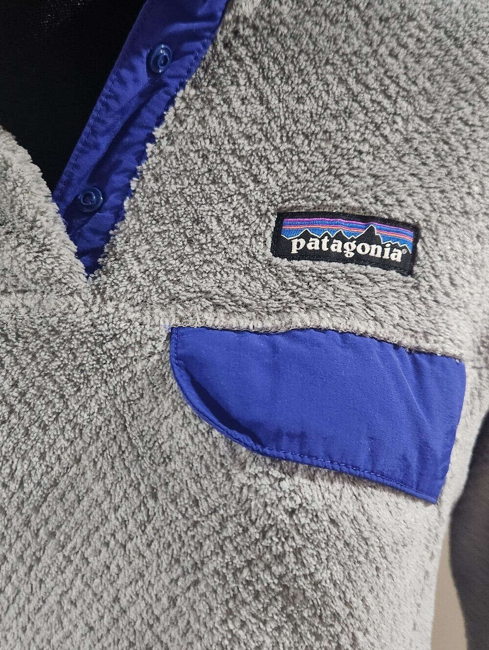 PATAGONIA Womens Size M Pullover Snap Fleece Waffle Gray - Picture 3 of 5